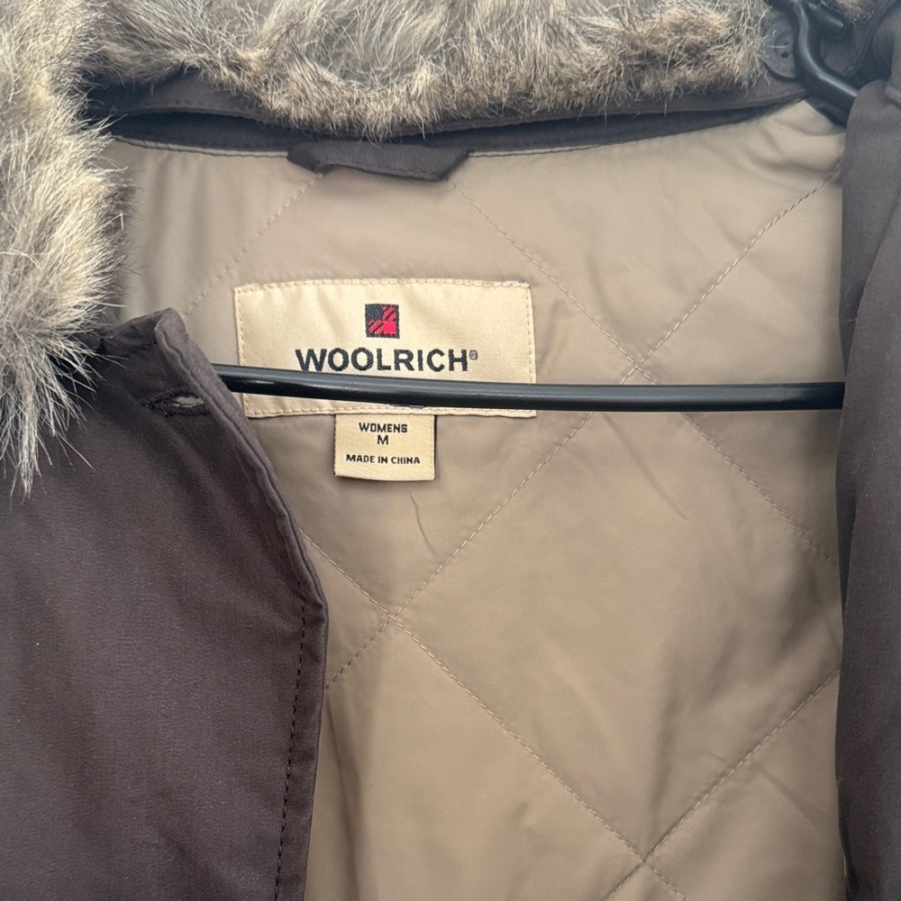 🧥 Woolrich Fur Hooded Parka Coat – Brown, Women’s M - Picture 2 of 4